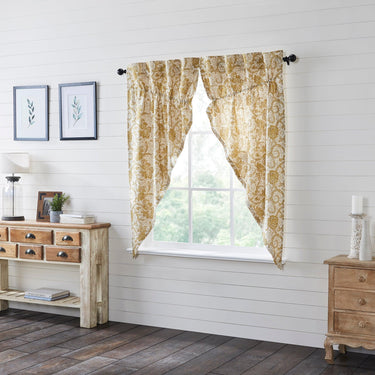 Dorset Gold Floral Prairie Short Panel Set of 2 63x36x18 VHC Brands - The Fox Decor